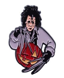 Movie Edward Scissorhands Johnny Depp Halloween Pumpkin Enamel Metal Backpack Clothes Coat Lapel Badge Brooch Pin Accessories9001616