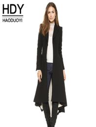 HDY Haoduoyi Autumn Winter Women Black Long Sleeve Trench Coat Fashion Wool Blend Coats Ladies Warm Trench Coats Lady Outwears q114858435