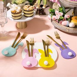 Dinnerware Sets Set Of 4 Cutlery Bags Fork Cover Easter Felt Bag