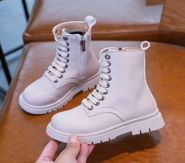 New Winter Chelsea Rain Boots for Big Kids Girl Waterproof Pu Leather Martin Boots Fashion Zipper Children High Top Rubber Boots H2228519