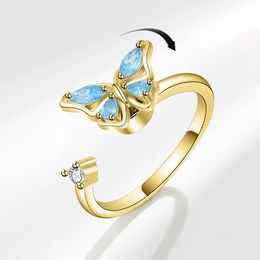 Butterfly Rotating Women's Jewellery Instagram Popular Personalised Opening Adjustable Index Finger Ring