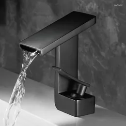 Bathroom Sink Faucets Basin Faucet Modern Brass Mixer Tap Black/Chrome Wash And Cold Water Waterfall Taps