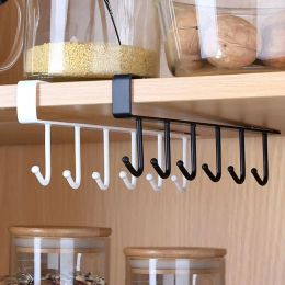 Rails Rack Kitchen Bathroom Utensils Six Hooks Iron Hook Cabinet Storage Shelf Multifunctional Cup Utensils Holder Home Accessories