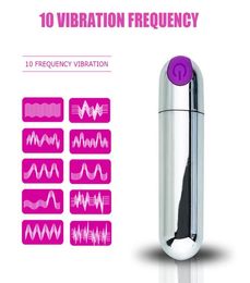 Portable Sex Toys Waterproof 10 Speed Bullet Vibrator for Clit Stimulator USB Rechargeable Silver G spot Vibrators Women7051067