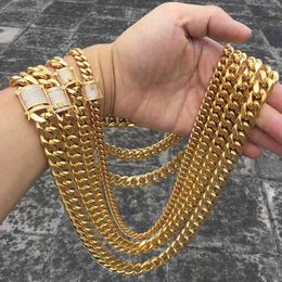 Wholale New Heavy Cuban Link PVD 14K Real Gold Hip Hop Chain Necklace268r