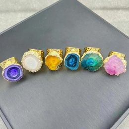 Cluster Rings Natural Sun Agate Stone Ring Gold-plated Wrapped Retro European And American Personalised Accessories Origin Wholesale