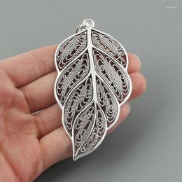 Pendant Necklaces 2Pcs Tibetan Silver Large Filigree Tree Leaf Charms For DIY Earring Necklace Jewellery Making Supplies 95x46mm