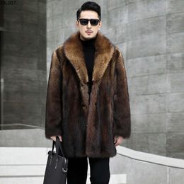 Mens Mink Fur Coat Winter New Imitation Grass Medium Length Casual Oversized Thickened Warmth