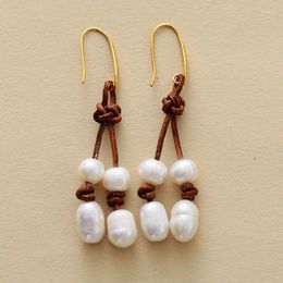 Stud Earrings Vintage Freshwater Pearl Leather Dangling Women Drop Ethnic Designer Holiday Jewellery Homme Gifts