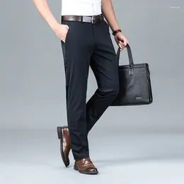 Men's Suits Ice Silk Business Casual Pants Summer Thin Suit Stretch Youth Loose Straight Breathable Trousers