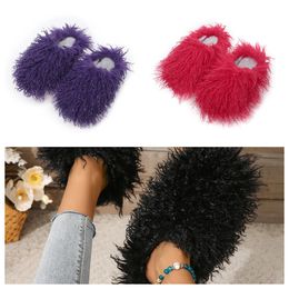 Sandals Hot Sellings Fur Slippers Mules Womans Daily Wear Fur Shoes White pink Black browns Metal Casual Flats Shoe Trainer Sneaker GAI softs