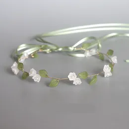 Hair Clips Spring Flower Headbands For Women Girls Accessories White Green Leaf Hairbands Simple Tiaras And Crowns Jewelry