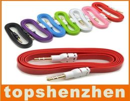 Flat Noodle 3.5mm AUX o Cables Male To Male Stereo Car Extension o Cable For MP3 For phone 10 Colors2406361