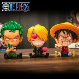 Action Toy Figures New Q version of Pirate King car accessories and decorations cute and creative Luffy Sauron figurines high-end Centre console