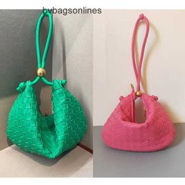 Original Bottegs Venetas Andiamo Bag Small golden ball weaving underarm bag fashion handbag hand woven womens shell Yuanbao held dumpling