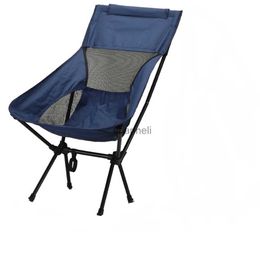 Camp Furniture Camping barbecue leisure fishing chair outdoor sketch moon chair portable folding chair plus back chair heightening beach chair YQ240315