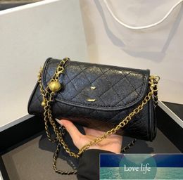 Women's Diamond Plaid Small Golden Balls Chain Bag All-Matching Western Style Crossbody Square Bags