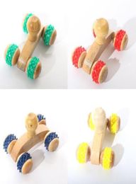 Wood Fullbody Four Wheels Wooden Car Roller Relaxing Hand Massage Tool Reflexology Face Hand Foot Back Body Therapy HG2527856
