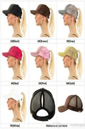 2018 sell 7 Colours Glitter Ponytail Ball Cap Messy Buns Trucker Ponycaps Plain Baseball Visor Cap Glitter Ponytail Snapbacks2094566