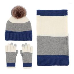 Cycling Gloves Winter Men Women Thick Beanie Hat Knitted Cap Female Wool Scarf Set