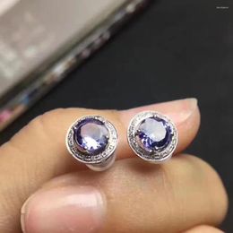 Stud Earrings Gift Real Natural And Design Tanzanite Earring 925 Sterling Silver Fahshion