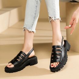 Sandals Summer Girls Casual Shoes Leisure Hallow Fisherman Plus Size 44 45 Open Toe Anti-slip Platform Flat Slingback