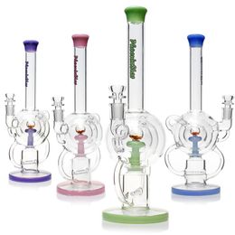 Phoenixstar 14 Inches Big Glass Recycler Water Pipe Water Bong Hookahs With Showerhead Perc In Triple Layers Of Glass Ball Percolator Smoking Water Bongs
