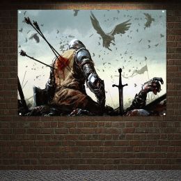 Accessories Mediaeval Crusaders Warrior Wallpaper Decorative Banner Flag Knights Templar Poster Art Work Canvas Painting Wall Decoration O9