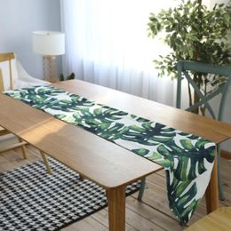 Table Runner Doreen Box Moden Style Summer Leaf Print Cotton Cloth Irregular Decoration Accessories Home Textiles