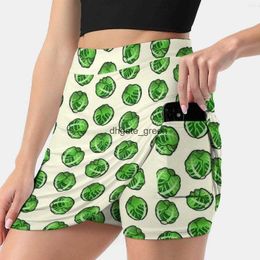 Skirts Brussel Sprout Pattern Womens Skirt Mini A Line With Hide Pocket Sprouts Christmas Xmas