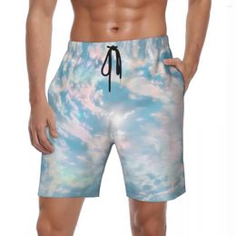 Men's Shorts Male Board White Cloud Sky Hawaii Swim Trunks Sunny Fashion Breathable Sports Fitness High Quality Plus Size Beach