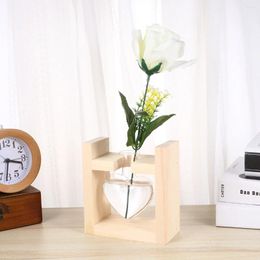 Vases Hydroponics Planter Glass Vase Adornment Desktop Stand Wooden Frame Container Office Wedding Decorations For Ceremony