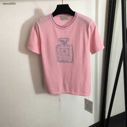 designer knit T-shirt women brand clothing womens summer pink top fashion geometry logo short sleeve ladies shirt Asian size S-L Mar 15
