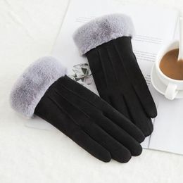 Five Fingers Gloves Warm Winter Ladies Full Finger Genuine Leather Men Mitten Fur Real Cashmere For Women T1C0243s