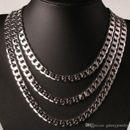 YHAMNI Original 925 Silver Vintage Chain Necklace Men Jewellery 8mm Fashion Statement Necklace Full Side Necklace YN034225v