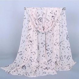 Scarves Trendy For Four Season Sheet Ladies Gift Accessory Women Neck Scarf Muffler Chiffon Silk Music Note Printed Shawl
