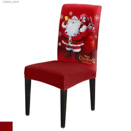 Chair Covers Merry Christmas Santa Snowflake Chair Cover Stretch Elastic Dining Room Chair Slipcover Spandex Case for Office Chair L240315