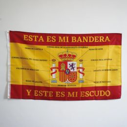 Accessories flag of spain with shield of spain and explanations of the parts of the shield of spain 100D Polyester 3x5FT 90x150cm Banner