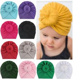 11 Colours Child Ears Cover Hats Europe Style Fashion Baby Indian Hat Children Turban Knot Head Wraps Caps1377553
