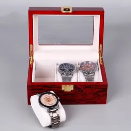 Watch Boxes Wine Red Jewellery Organiser With 3 5 6 Slot Exquisite Large Capacity Display Case Baking Paint Storage Box