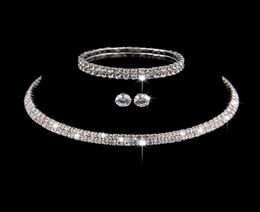 Luxury Threepiece sets Bridal Jewelry Choker Necklace Earrings Bracelet Wedding Jewelry Accessories Fashion Style engagement Part3709157