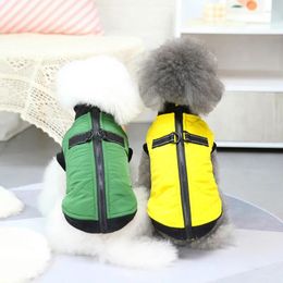 Dog Apparel Winter Jacket With Traction Rings Back Zipper Clothes For Small Dogs Warm Puppy Pet Coat Chihuahua Poodle Teddy Clothing