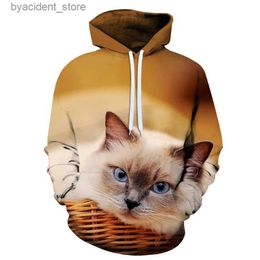 Men's Hoodies Sweatshirts Newest Cute 3D Printing Women Hoodie Cat Animal Series Pullover Animals Long Sleeve Hooded Girls Tops Man Sweatshirts Oversized L240315