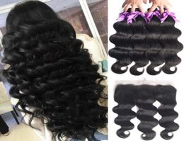 Brazilian Human Hair Weaves Body Wave Bundles With Frontal Human Hair 3 Bundles With 13x4 Lace Frontal Brazilian Hair81317029804700