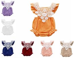 7 Colours baby romper Kids Designer Clothes Girls sleeveless lace jumpsuit onesies one piece infant jumpsuits rompers toddler bodys8474834