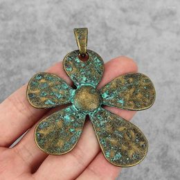 Pendant Necklaces 2PCS Antique Bronze Large Hammered Flower Charms Pendants For Necklace Making Jewellery Findings 70x68mm