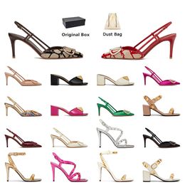 With Box Lady Sexy Designer Stud Sandals Fashion Womens High Heels Luxury Leather Rivet Dress Shoes Black Silver Gold Pink Woman Loafers Pointed Peep-toes Sandale