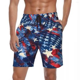 Men's Shorts Stars USA Flag Board Summer Casual Short Pants Males Running Surf Breathable Custom Swim Trunks