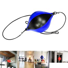 Punching Balls Quality Pu Leather Ball Pear Boxing Bag Inflatable Reflex Speed Fitness Training Double End Drop Delivery Sports Outd Dhfyt
