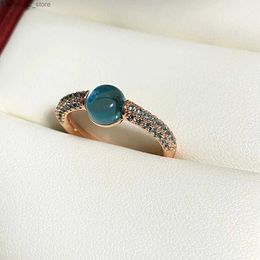 Wedding Rings Ring 33 Colour 6mm Round Candy Style Ring Set with Blue Topaz Zircon Crystal Ring Womens Candy Ring Birthday Gift Q240315